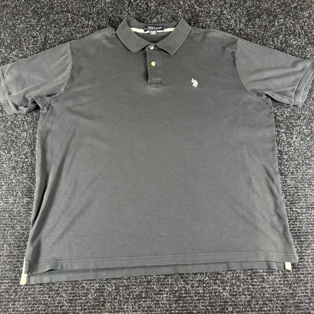US Polo Assn Mens XXL Black Short Sleeve Cotton Polo Shirt Small Logo Classic